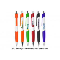 3012  Santiago - Push Action Ball Plastic Pen, Promotional Gifts, Promotional Gift, Singapore